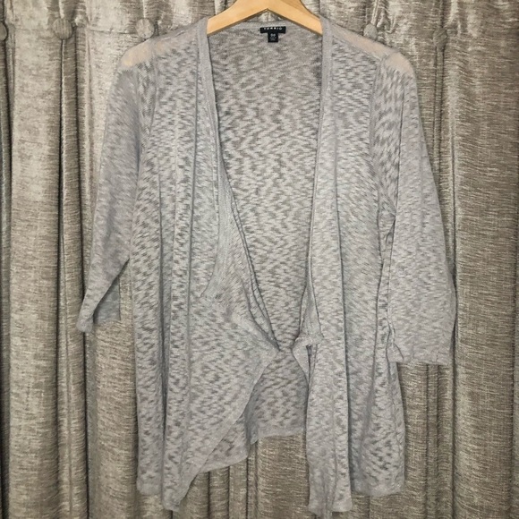 Torrid Gray Three Quarter Sleeve Burnout Waterfall Front Cardigan Torrid Size 00 - Picture 2 of 12
